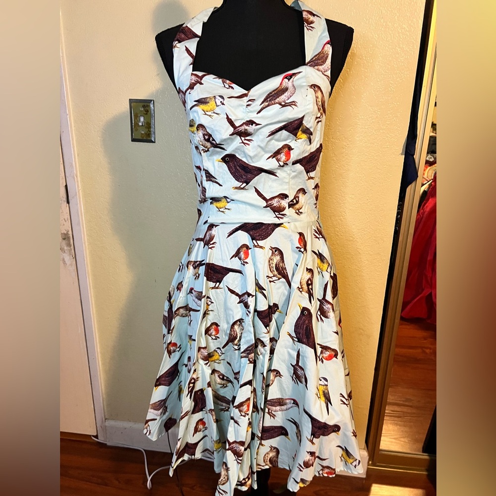 Chic Halter Bird Print Dress